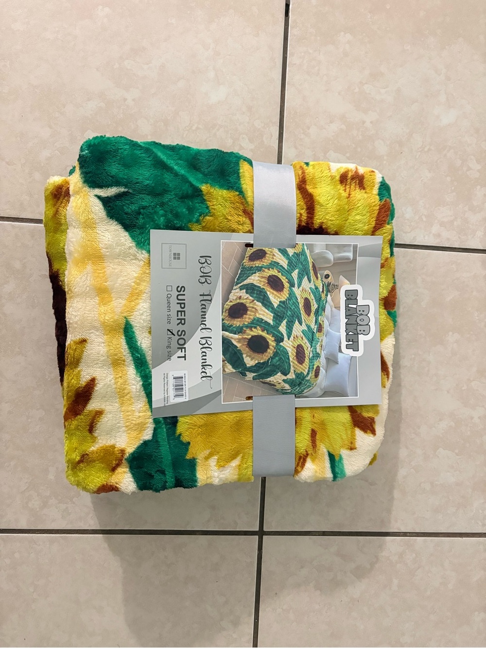 Sunflower Print Super Soft Throw Blanket - Green & Yellow